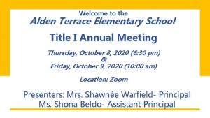 Welcome to the Alden Terrace Elementary School Title