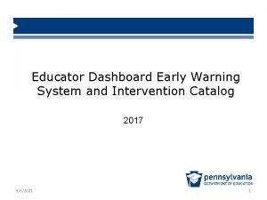 Educator Dashboard Early Warning System and Intervention Catalog