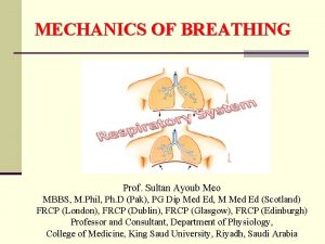 MECHANICS OF BREATHING Prof Sultan Ayoub Meo MBBS