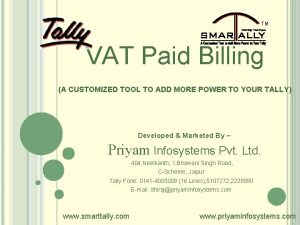 TM VAT Paid Billing A CUSTOMIZED TOOL TO