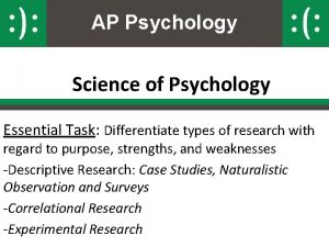 AP Psychology Science of Psychology Essential Task Differentiate