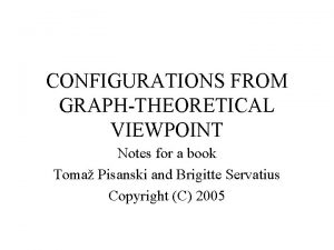 CONFIGURATIONS FROM GRAPHTHEORETICAL VIEWPOINT Notes for a book