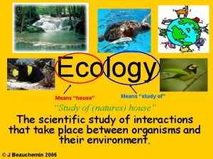 Ecology Means house Means study of Study of