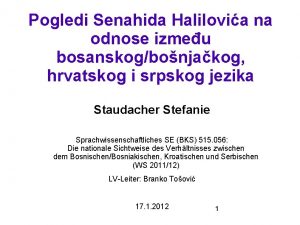 Pogledi Senahida Halilovia na odnose izmeu bosanskogbonjakog hrvatskog