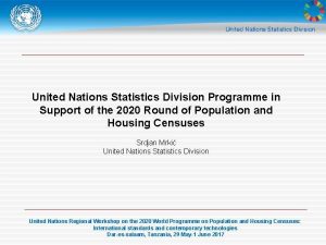 United Nations Statistics Division Programme in Support of