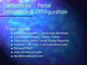 Dot Net Nuke Portal Installation Configuration n Stan