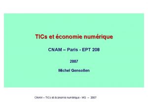 TICs et conomie numrique CNAM Paris EPT 208