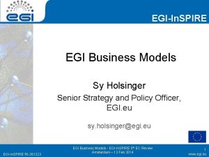 EGIIn SPIRE EGI Business Models Sy Holsinger Senior