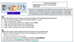 Homework Guidance Department Enterprise and Marketing HOD NMO