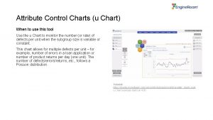 Attribute Control Charts u Chart When to use
