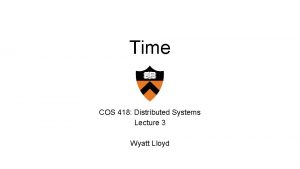 Time COS 418 Distributed Systems Lecture 3 Wyatt