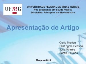 UNIVERSIDADE FEDERAL DE MINAS GERAIS Psgraduao em Sade