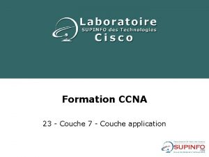 Formation CCNA 23 Couche 7 Couche application Sommaire