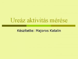 Urez aktivits mrse Ksztette Majoros Katalin Bevezets p