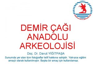 DEMR AI ANADOLU ARKEOLOJS Do Dr Davut YTPAA