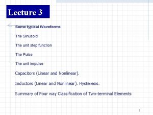 Lecture 3 Some typical Waveforms The Sinusoid The