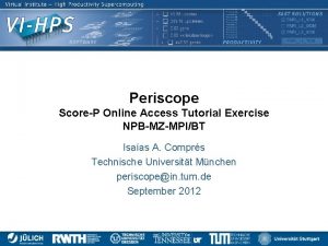 Periscope ScoreP Online Access Tutorial Exercise NPBMZMPIBT Isaas