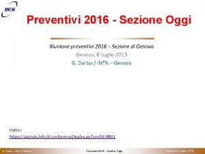 o Preventivi 2016 Sezione Oggi Riunione preventivi 2016