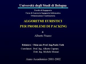 Universit degli Studi di Bologna Facolt di Ingegneria