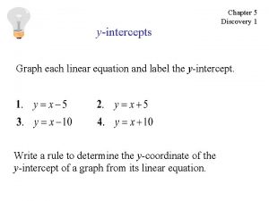 yintercepts Chapter 5 Discovery 1 Graph each linear