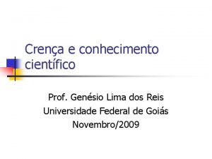 Crena e conhecimento cientfico Prof Gensio Lima dos