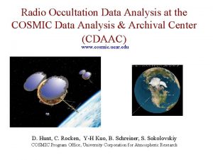 Radio Occultation Data Analysis at the COSMIC Data