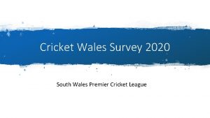 Cricket Wales Survey 2020 South Wales Premier Cricket