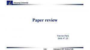 Hanyang University Paper review Yuntae Park 2018 07