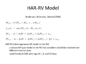 HARRV Model Andersen Bollerslev Diebold 2006 HARRV Heterogeneous