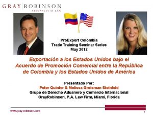 Pro Export Colombia Trade Training Seminar Series May