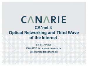 CAnet 4 Optical Networking and Third Wave of