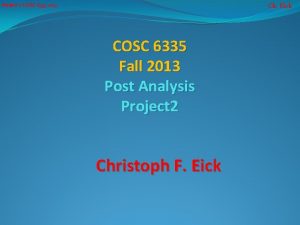 Ch Eick Project 2 COSC 6335 2013 COSC