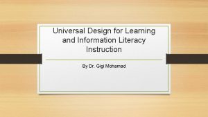 Universal Design for Learning and Information Literacy Instruction