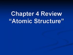 Chapter 4 Review Atomic Structure Chapter 4 Review