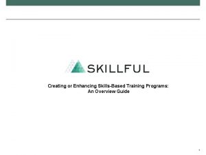 Creating or Enhancing SkillsBased Training Programs An Overview
