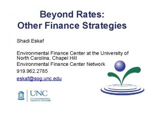 Beyond Rates Other Finance Strategies Shadi Eskaf Environmental