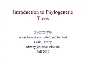 Introduction to Phylogenetic Trees BMICS 576 www biostat