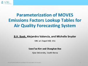 Parameterization of MOVES Emissions Factors Lookup Tables for