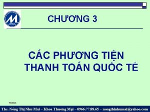 CHNG 3 CC PHNG TIN THANH TON QUC
