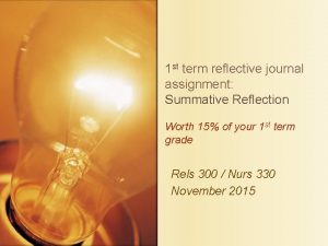 1 st term reflective journal assignment Summative Reflection