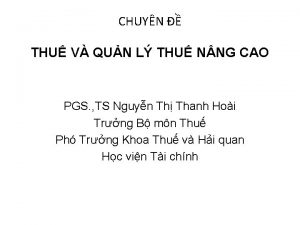 CHUYN THU V QUN L THU N NG