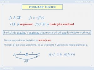 FUNKCIJE PODAJANJE FUNKCIJ f A B f x