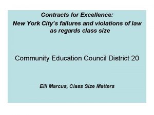 Contracts for Excellence New York Citys failures and