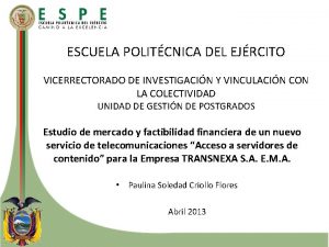 ESCUELA POLITCNICA DEL EJRCITO VICERRECTORADO DE INVESTIGACIN Y