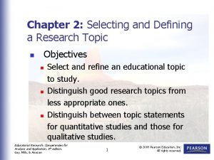 Chapter 2 Selecting and Defining a Research Topic