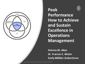 Peak Performance How to Achieve and Sustain Excellence