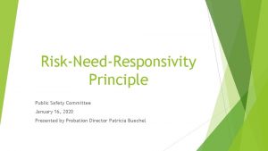 RiskNeedResponsivity Principle Public Safety Committee January 16 2020