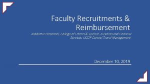 Faculty Recruitments Reimbursement Academic Personnel College of Letters