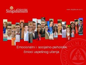 www singidunum ac rs Emocionalni i socijalnopsiholoki inioci