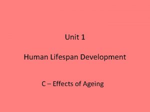 Unit 1 Human Lifespan Development C Effects of